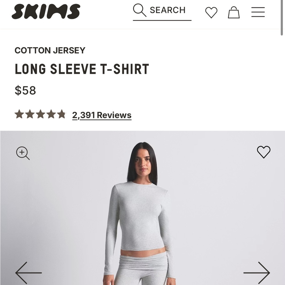 SKIMS Cotton Jersey Longsleeve Tee - Picture 3 of 3